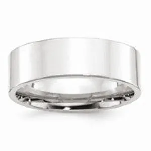 14k White Gold 7mm Standard Flat Comfort Fit Wedding Band Ring