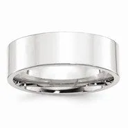 14k White Gold 7mm Standard Flat Comfort Fit Wedding Band Ring