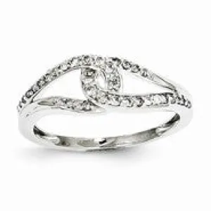 14k White Gold Diamond Simple Twist Ring