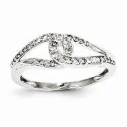 14k White Gold Diamond Simple Twist Ring