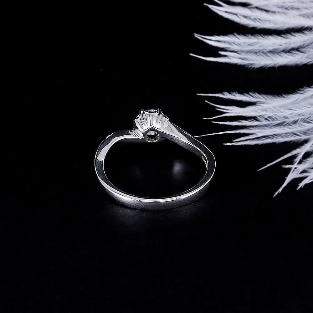 14k White Gold Moissanite Ring 0.5ct Center Stone