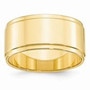 14k Yellow Gold 10mm Flat with Step Edge Wedding Band Ring