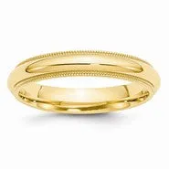 14k Yellow Gold 4mm Milgrain Comfort Wedding Band Ring