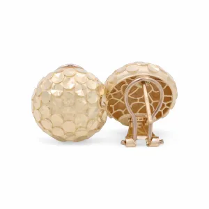 14K Yellow Gold Button Women's Earrings