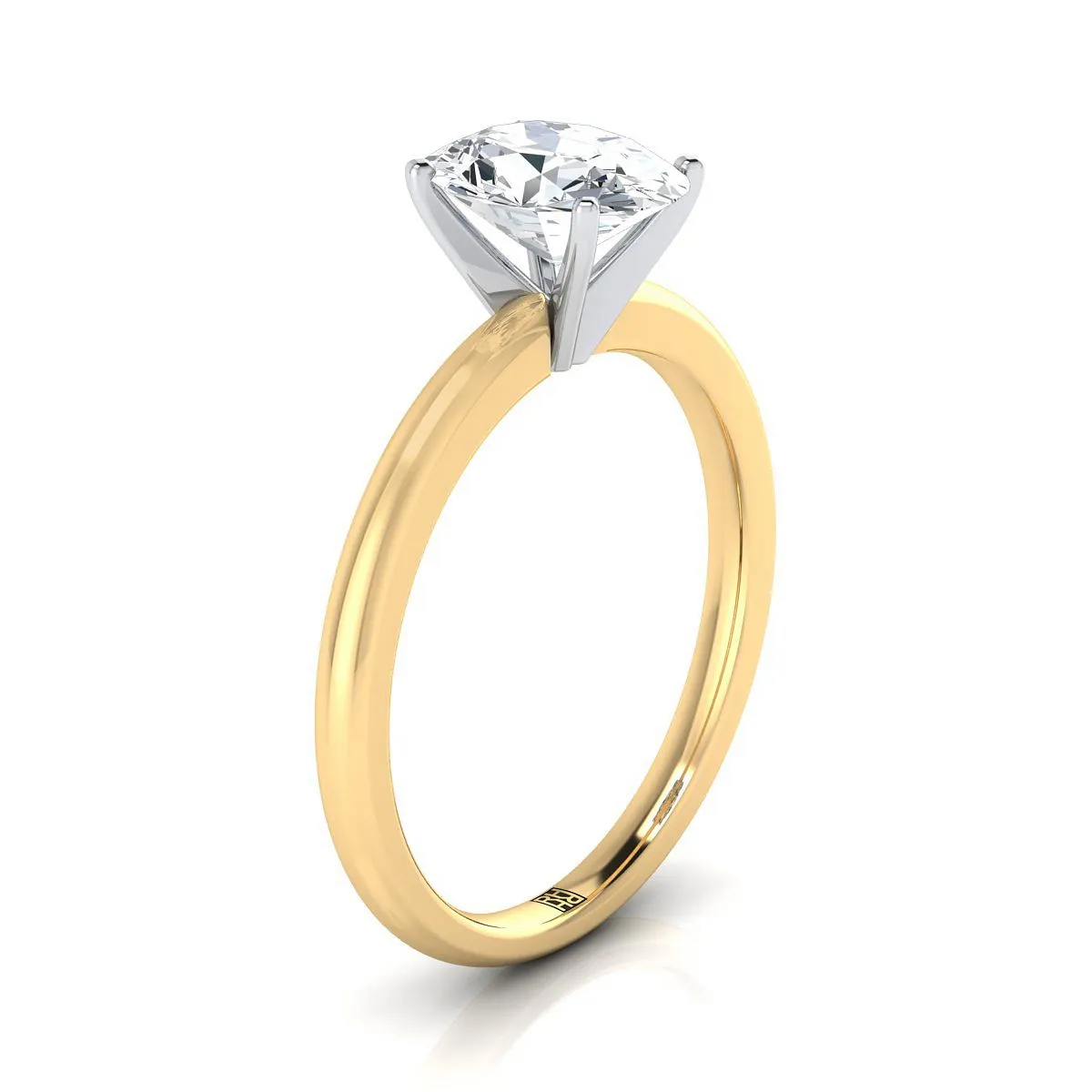 14K Yellow Gold Oval Sapphire Round Comfort Fit Claw Prong Solitaire Engagement Ring