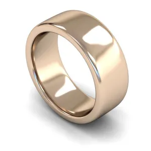 18ct Rose Gold Heavy Weight Edged Slight Court 8mm Wedding Ring