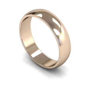 18ct Rose Gold Light Weight 'D' Shape 5mm Wedding Ring
