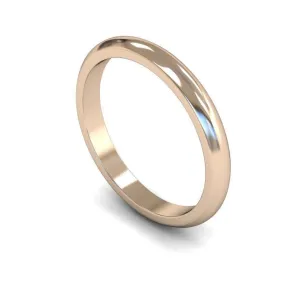 18ct Rose Gold Medium Weight 'D' Shape 2.5mm Wedding Ring