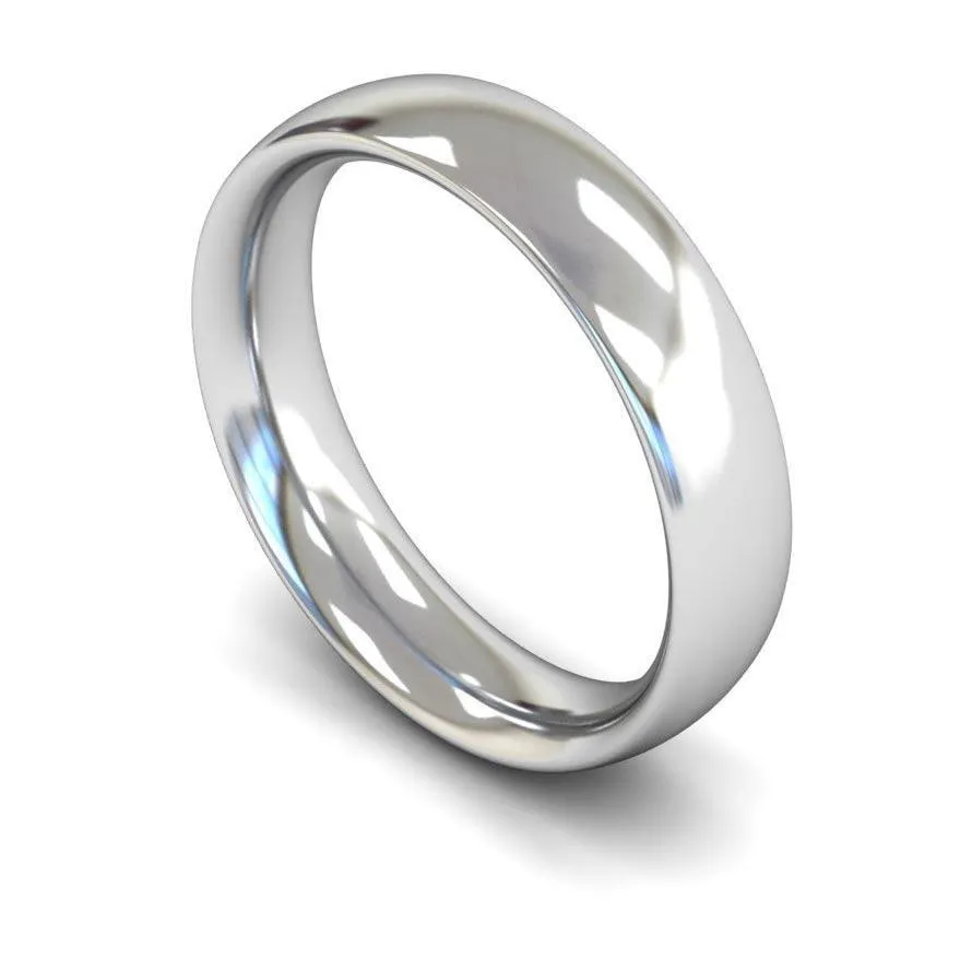 18ct White Gold Heavy Weight Traditional Court 5mm Wedding Ring