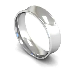 18ct White Gold Light Weight Concave 6mm Wedding Ring