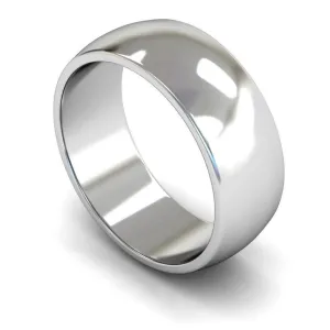 18ct White Gold Medium Weight 'D' Shape 8mm Wedding Ring