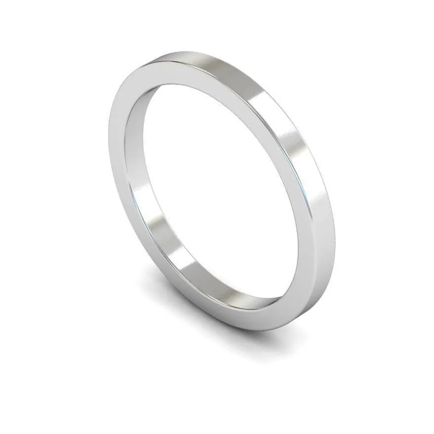 18ct White Gold Medium Weight Flat 2.5mm Wedding Ring
