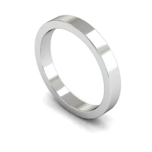 18ct White Gold Medium Weight Flat 3mm Wedding Ring