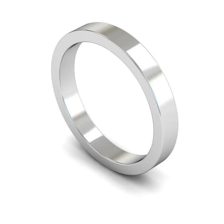 18ct White Gold Medium Weight Flat 3mm Wedding Ring