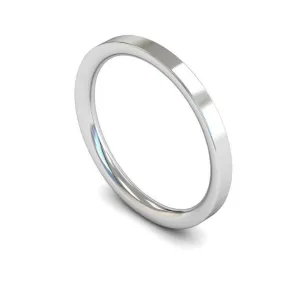 18ct White Gold Medium Weight Flat Court 2mm Wedding Ring