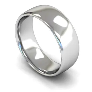 18ct White Gold Medium Weight Slight Court 8mm Wedding Ring