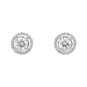 18K GOLD HALO LAB DIAMOND STUD EARRINGS 1.62 CTW