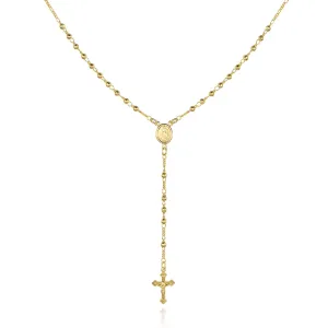 18K Gold Plated Virgin Mary Rosary Bead Cross Necklace