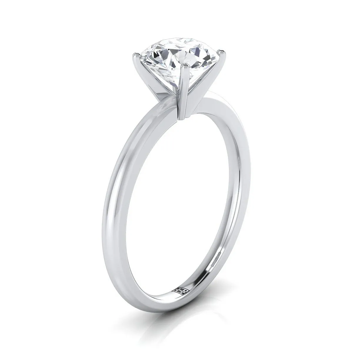 18K White Gold Round Brilliant Garnet Round Comfort Fit Claw Prong Solitaire Engagement Ring
