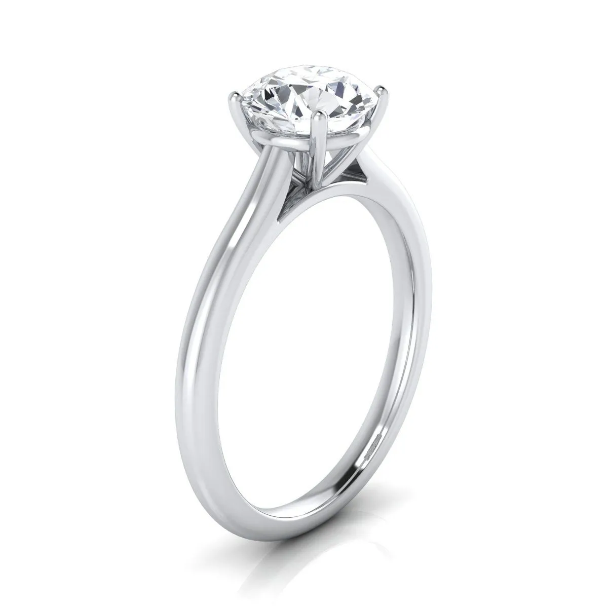 18K White Gold Round Brilliant Morganite Pinched Comfort Fit Claw Prong Solitaire Engagement Ring