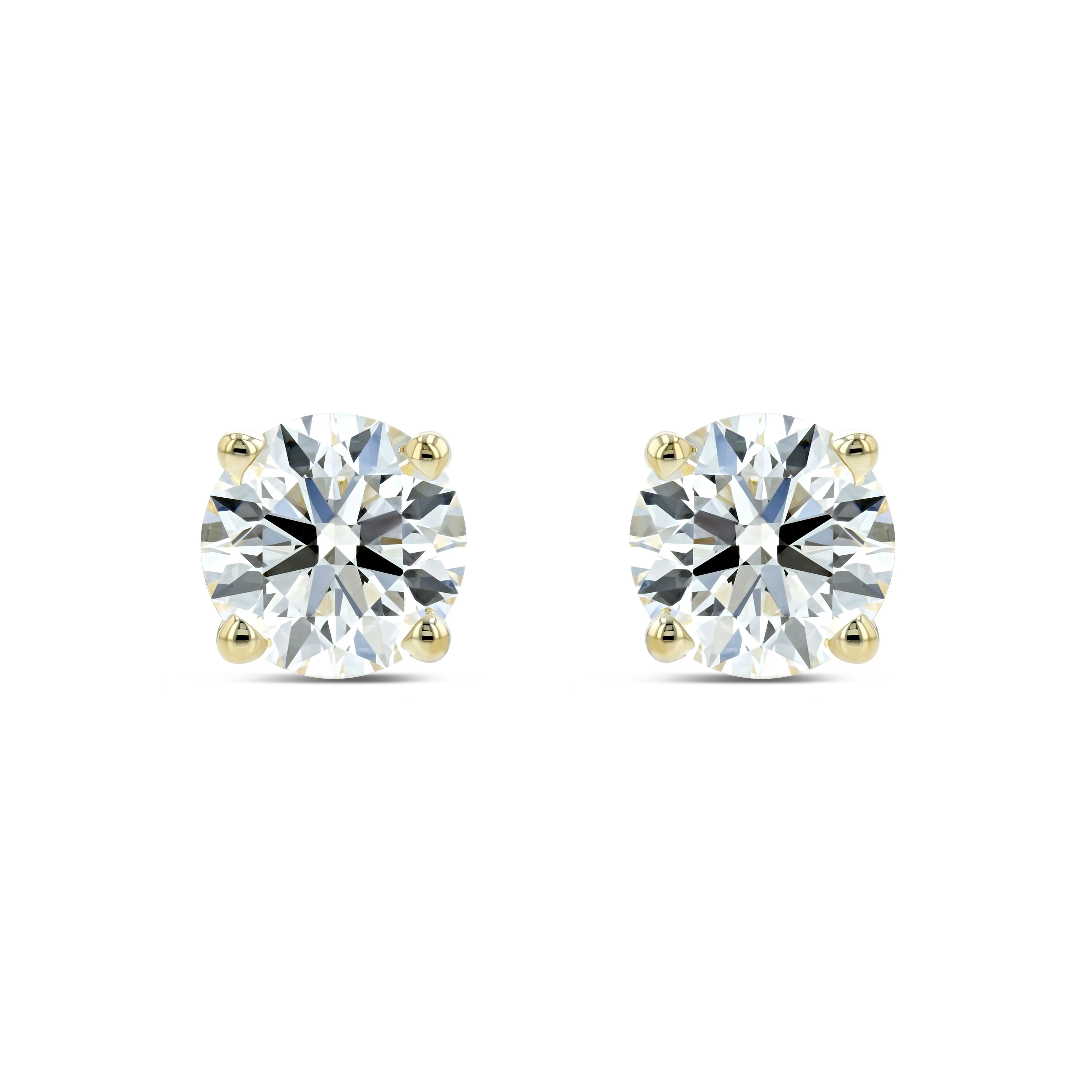 18k Yellow Gold 4-prong Round Brilliant Diamond Stud Earrings (0.22 Ct. T.w., Vs1-vs2 Clarity, F-g Color)