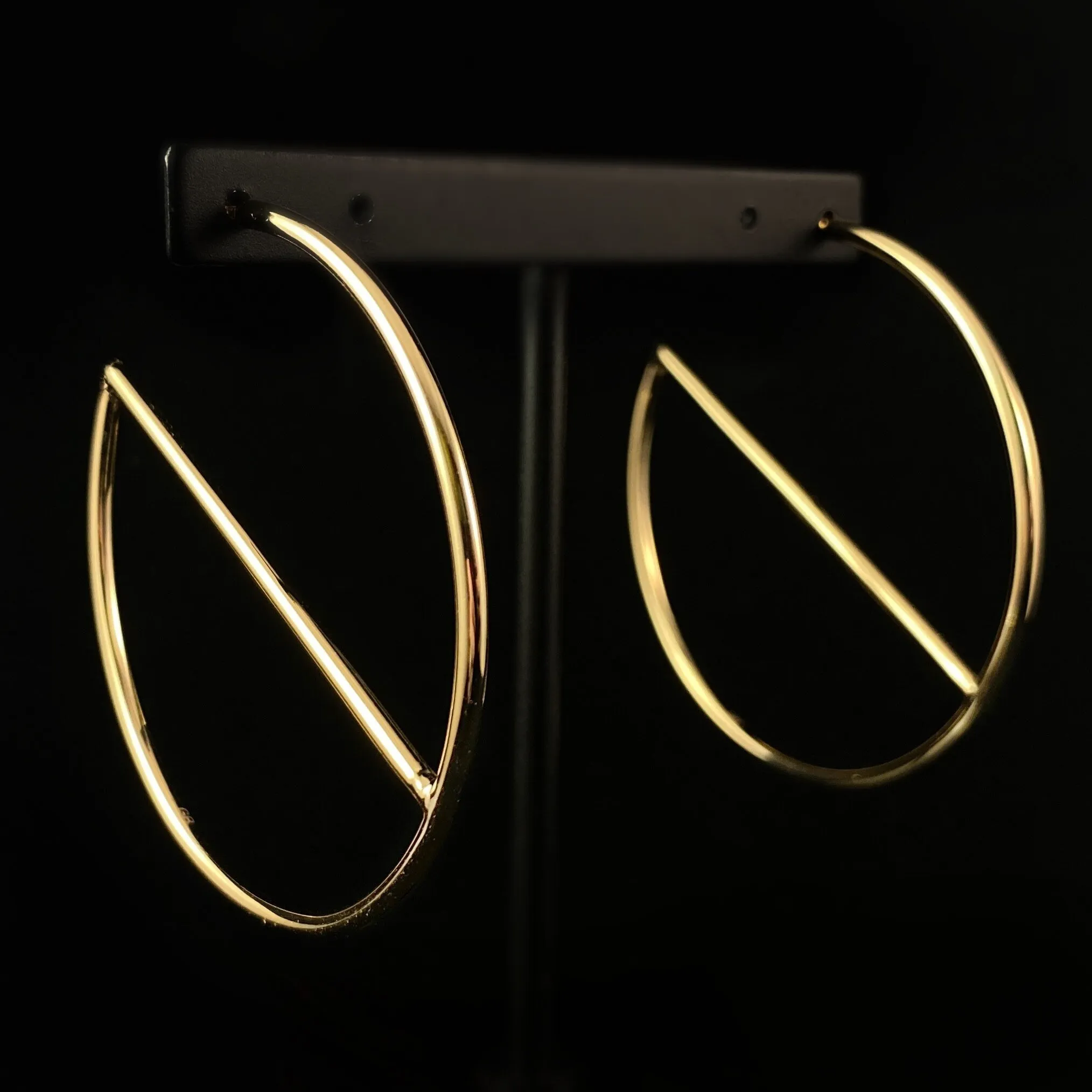 1920s Large Gold Minimalist Hoops Earrings - Glam