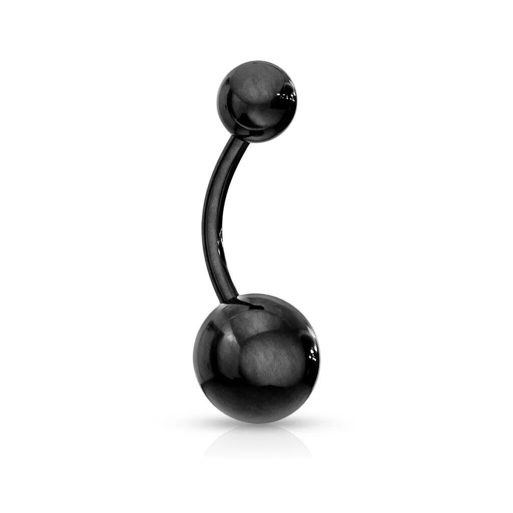 1pc Titanium Ion Plated Simple Double Ball Belly Ring Pierced Navel Naval