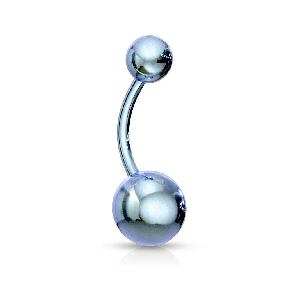 1pc Titanium Ion Plated Simple Double Ball Belly Ring Pierced Navel Naval