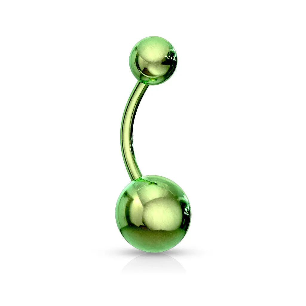 1pc Titanium Ion Plated Simple Double Ball Belly Ring Pierced Navel Naval