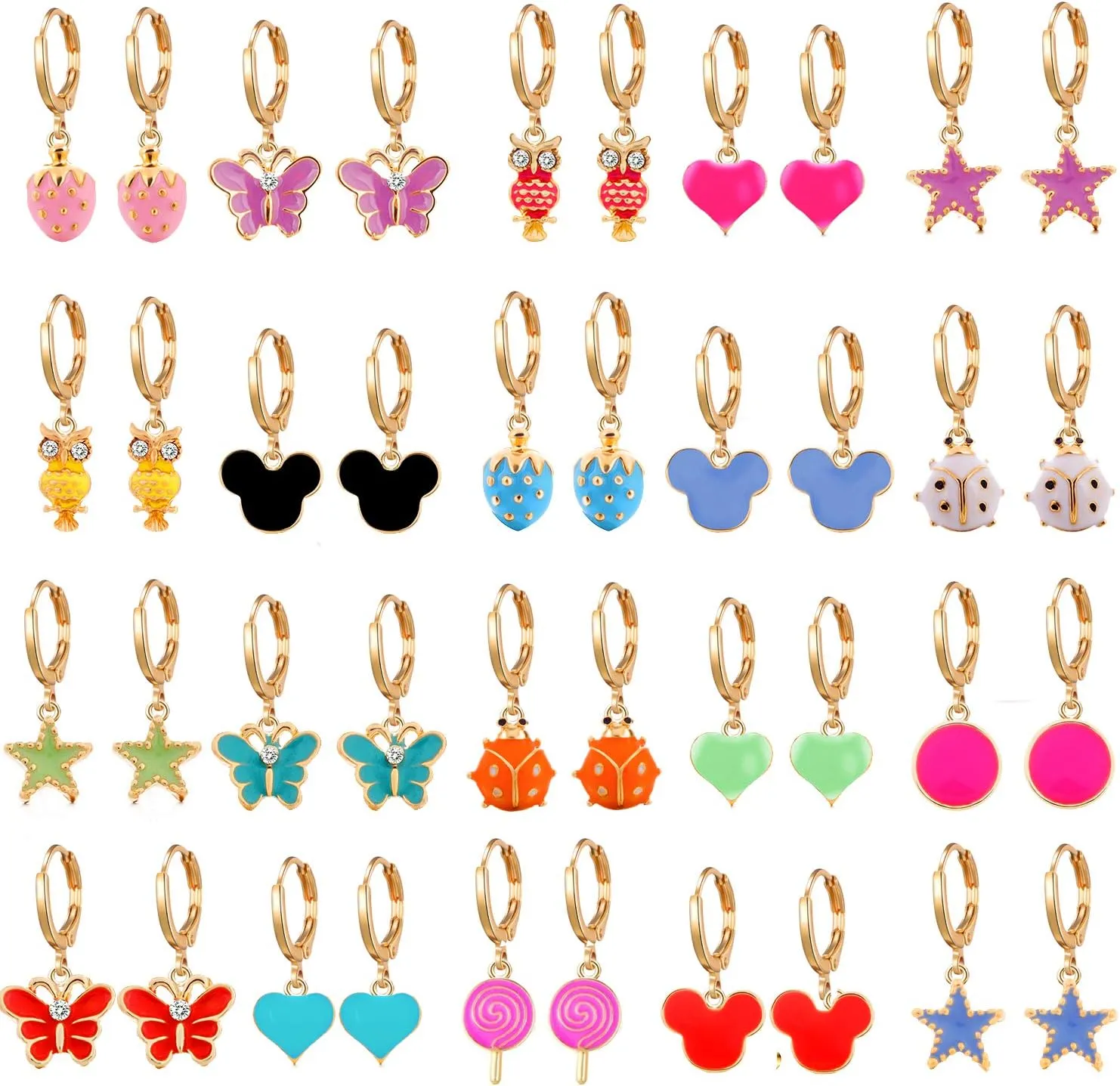 20 Pairs Hypoallergenic Earrings for Girls- Cute Dangle Earrings with Mini Hoop Earrings for Teen Girls