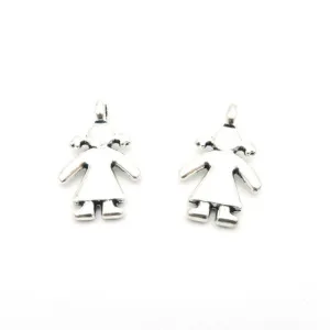 20pcs Small cute girl pendants antique silver girl daughter zamak jewelry finding D-3-61