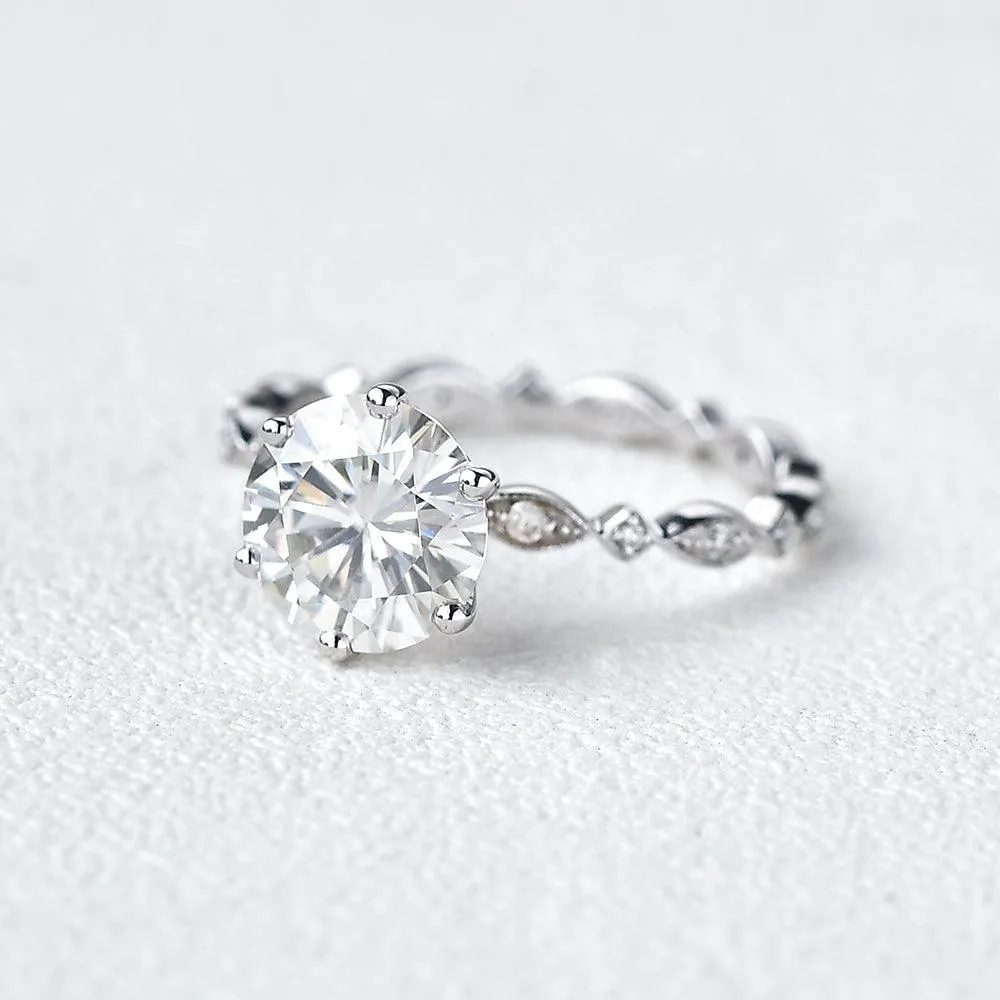2.5ct Moissanite White Gold Six Prongs Ring