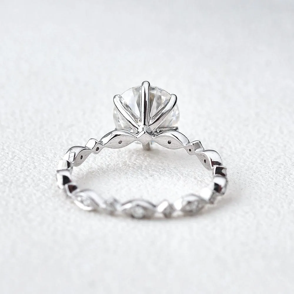 2.5ct Moissanite White Gold Six Prongs Ring
