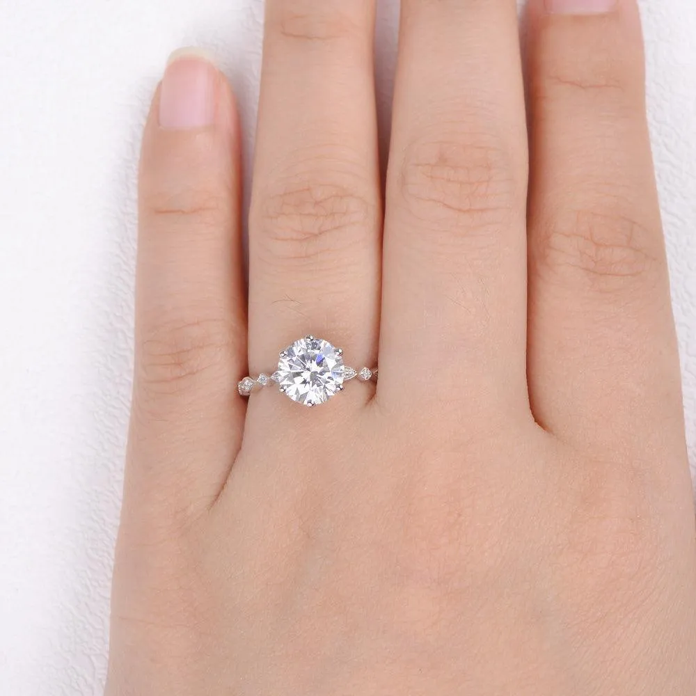 2.5ct Moissanite White Gold Six Prongs Ring