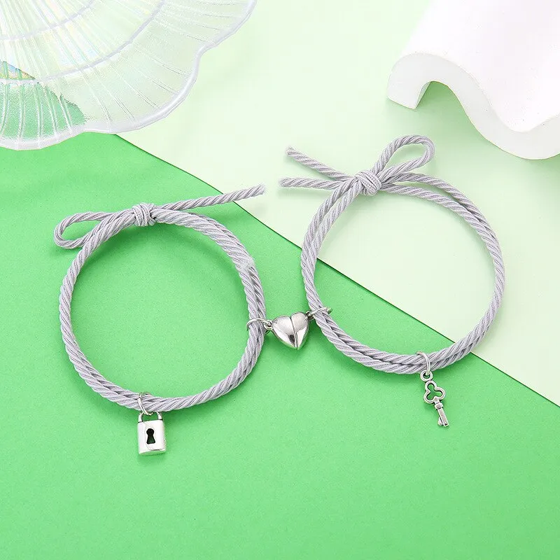 2Pcs Couple Matching Bracelet Magnetic Distance Bracelet