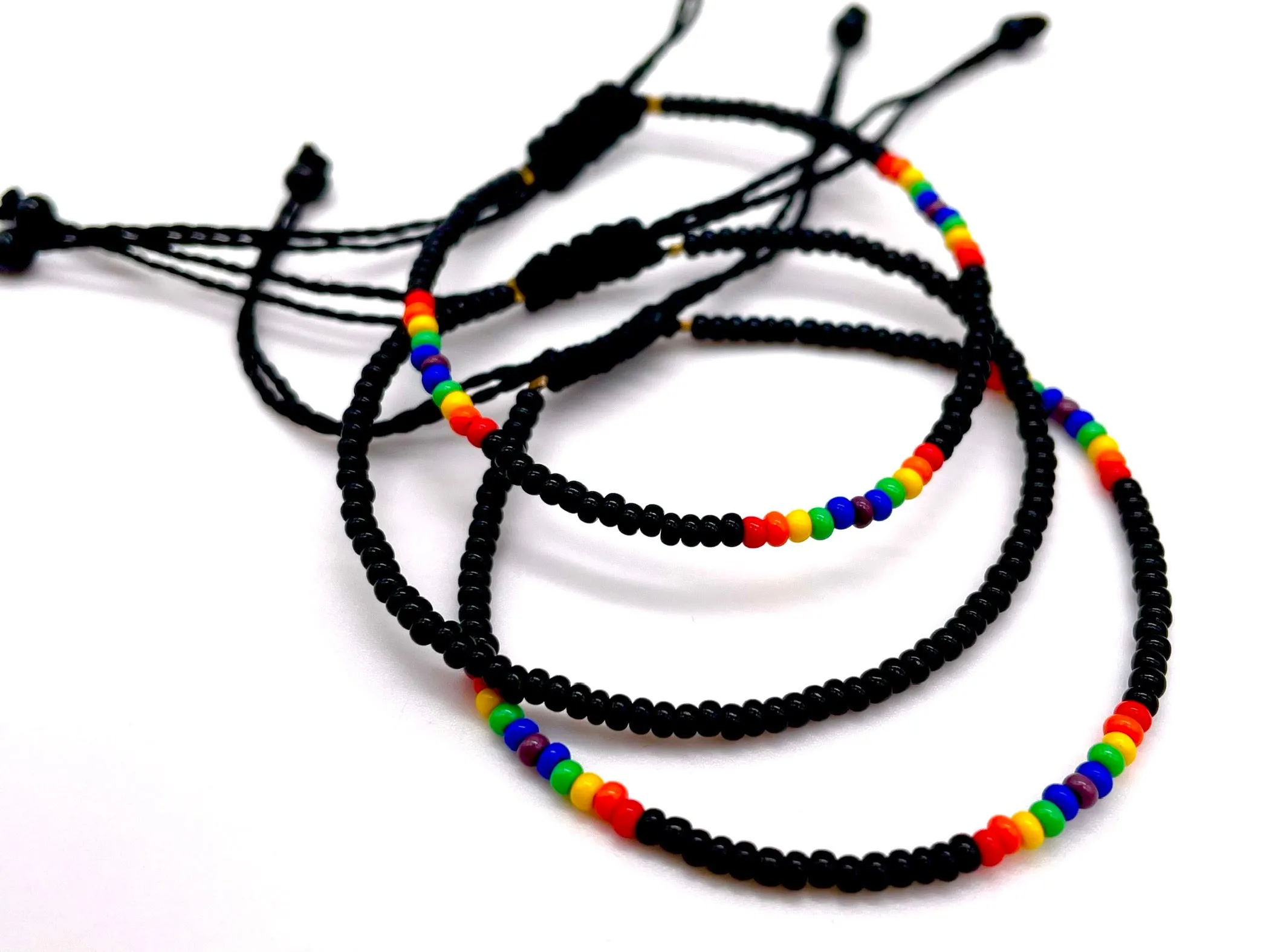 3-PACK Rainbow Aztec w/ Black Adjustable Bracelets