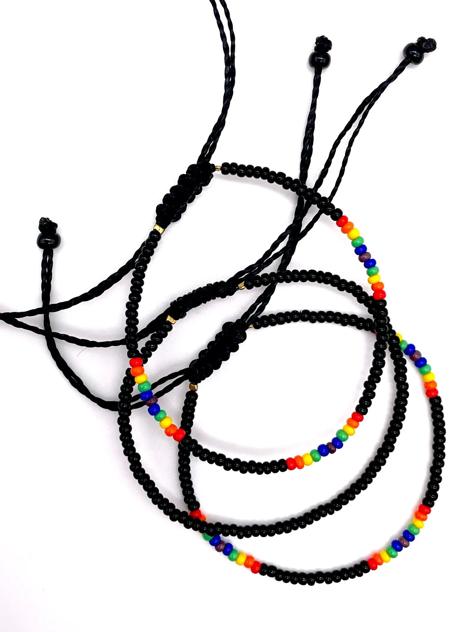 3-PACK Rainbow Aztec w/ Black Adjustable Bracelets