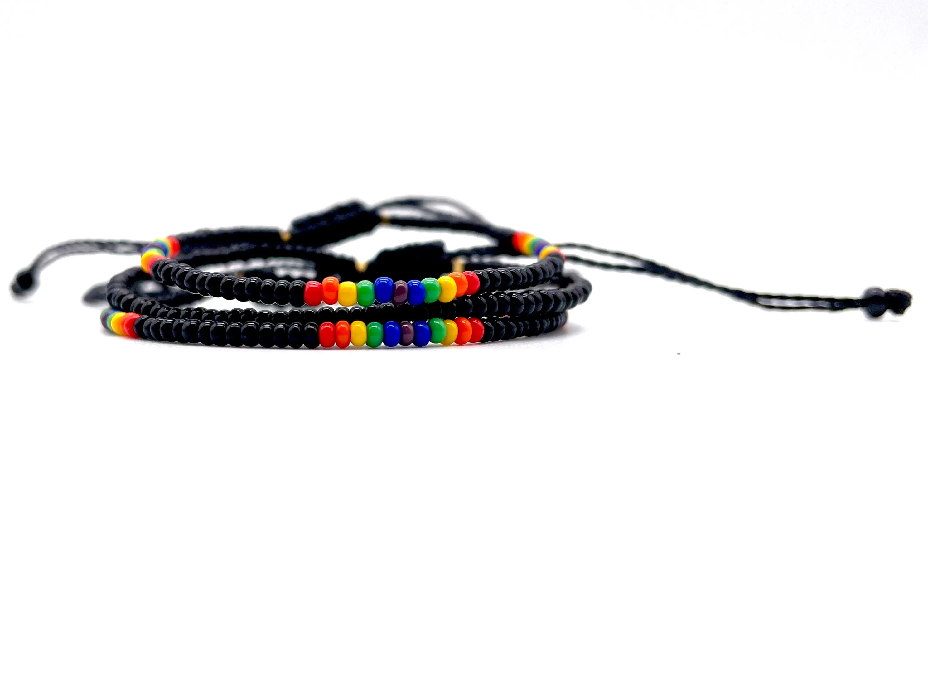 3-PACK Rainbow Aztec w/ Black Adjustable Bracelets