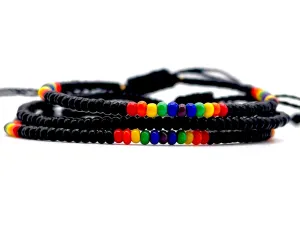 3-PACK Rainbow Aztec w/ Black Adjustable Bracelets