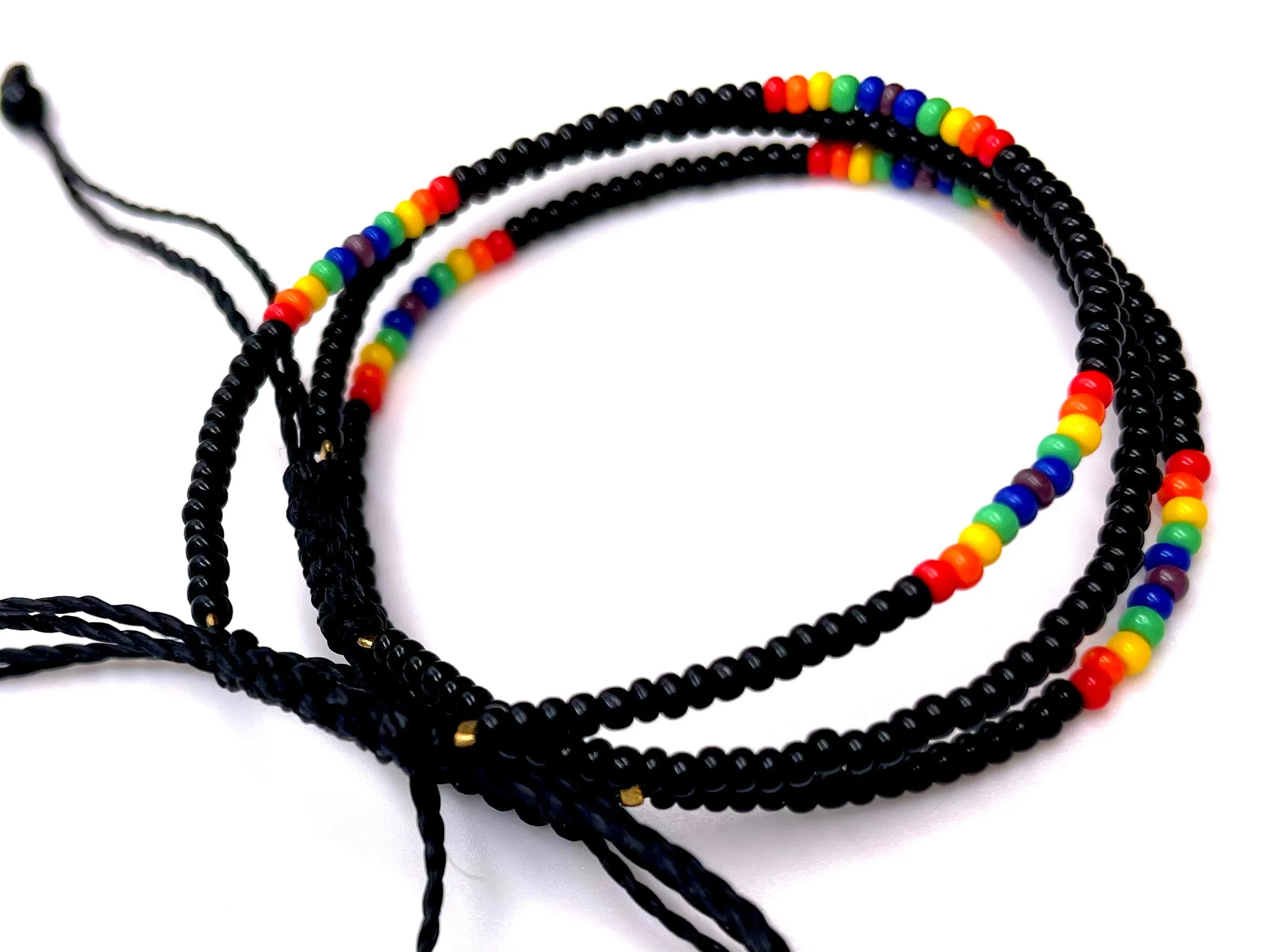 3-PACK Rainbow Aztec w/ Black Adjustable Bracelets