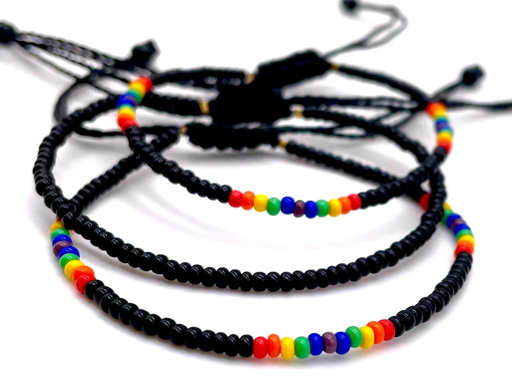 3-PACK Rainbow Aztec w/ Black Adjustable Bracelets