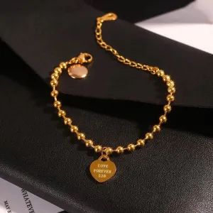 316L stainless steel bracelet women round beads heart-shaped fashion bracelet