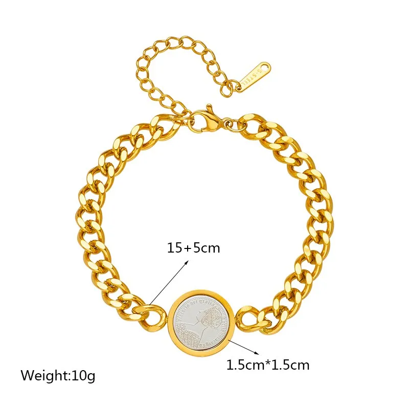316L Stainless Steel Heart Star Eye Zircon Charm Bracelet For Women