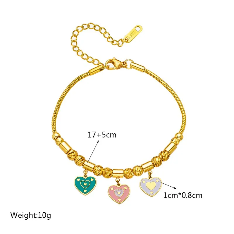 316L Stainless Steel Heart Star Eye Zircon Charm Bracelet For Women