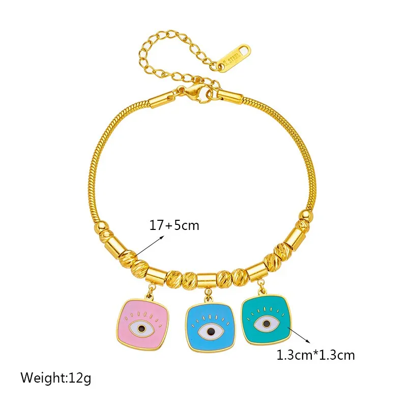316L Stainless Steel Heart Star Eye Zircon Charm Bracelet For Women