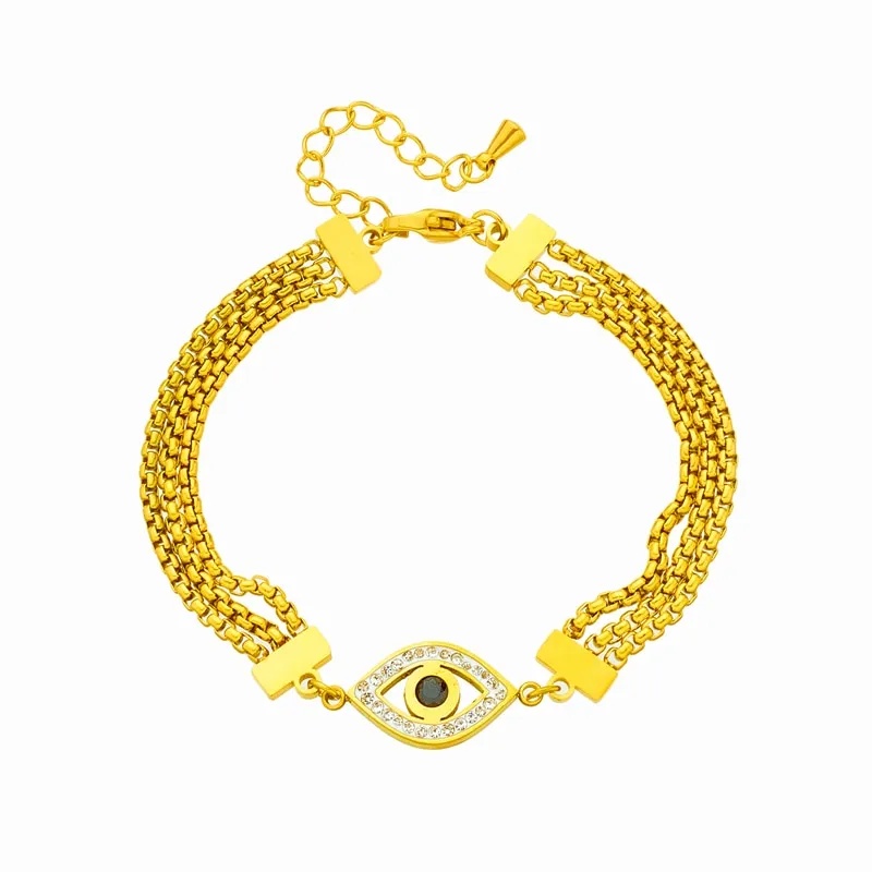 316L Stainless Steel Retro Eyes Charm Bracelet For Women
