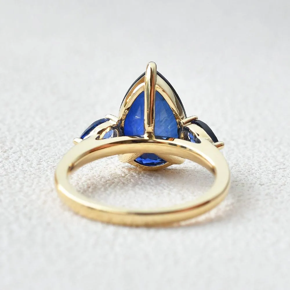 3.5ct Pear Shaped Sapphire Classic Three-stone Ring