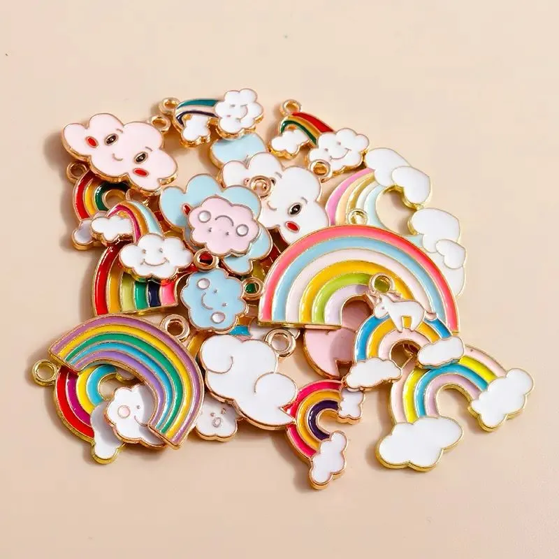 40 Pcs Enamel Cute Rainbow Cloud Charms Pendants  X 2753149
