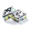 4mm Silver Plate Squaredell - Crystal AB (Sold by the piece)