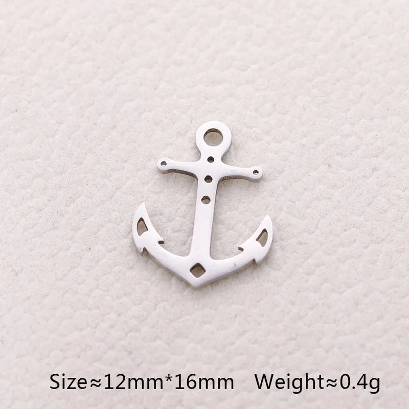 5 PCS/Package 13*13mm 304 Stainless Steel Octopus Fish Tail Whale Polished Pendant